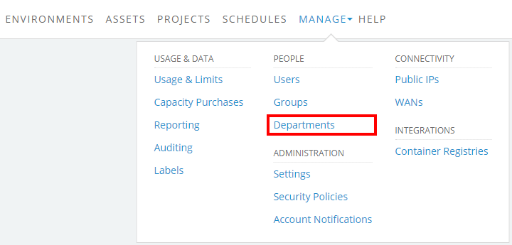 Manage > Department