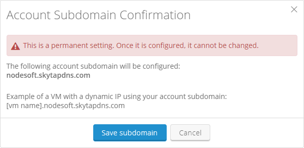 account subdomain confirmation