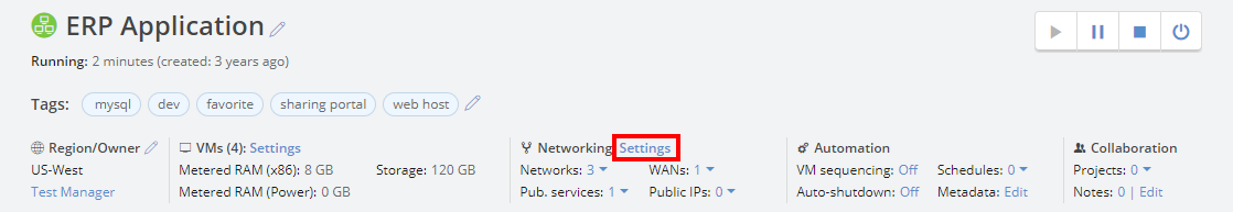 NETWORK SETTINGS PAGE