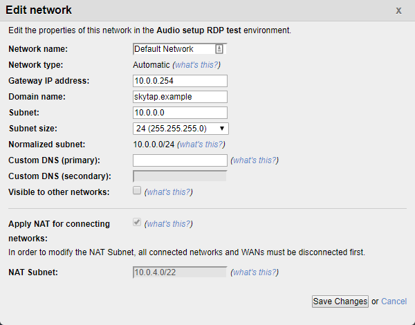 Edit Network Window