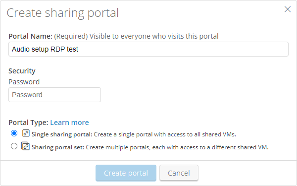 create sharing portal