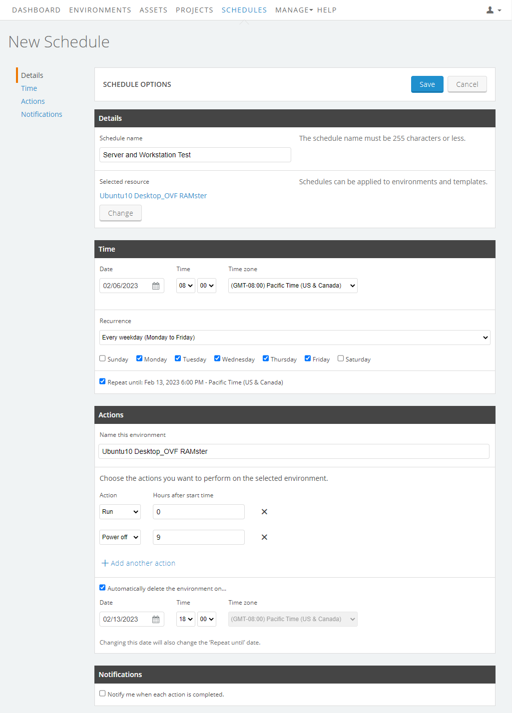 Edit schedule details