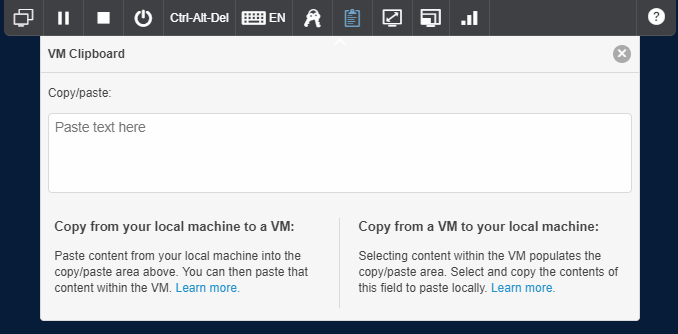 Copy and paste text between your local computer and a VM